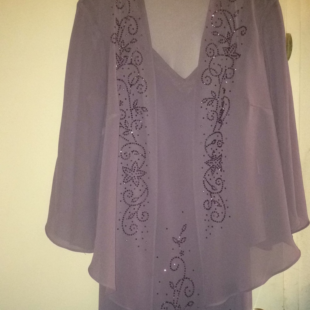 Lavender Formal Dress w/ Matching Coverup Size 16
